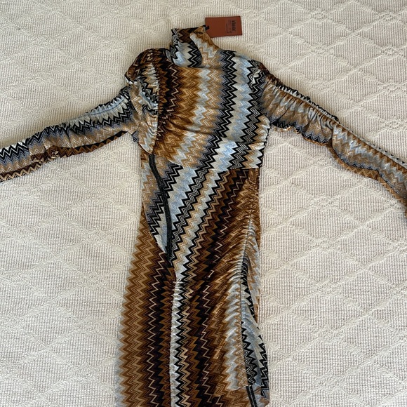 MISSONI Ruched Mini Dress in Multi Brown Shades - Picture 4 of 15